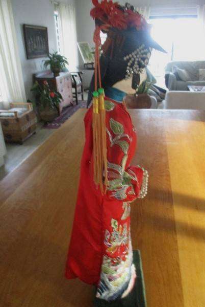 Exceptionally large vintage Chinese Peking Opera doll with exquisitely embroidered outfit