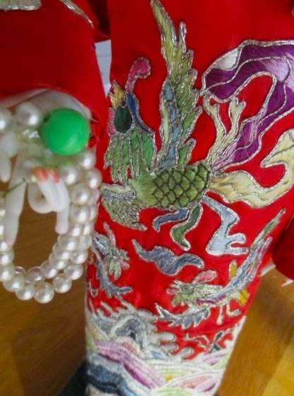 Exceptionally large vintage Chinese Peking Opera doll with exquisitely embroidered outfit