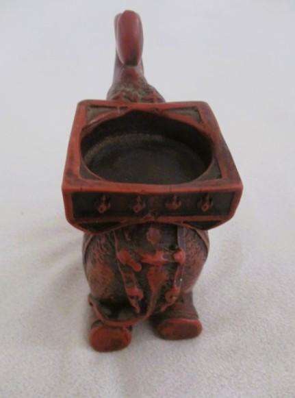 Decorative Indian kneeling elephant votive candle holder - signed