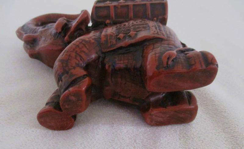 Decorative Indian kneeling elephant votive candle holder - signed