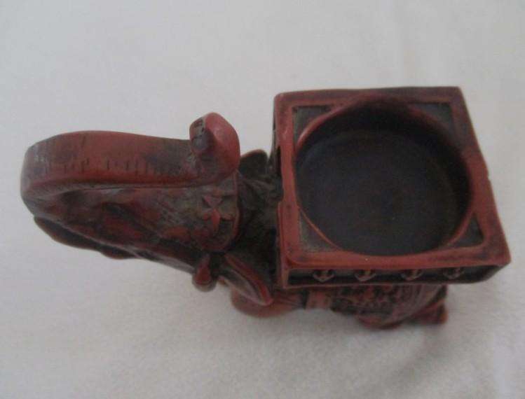 Decorative Indian kneeling elephant votive candle holder - signed