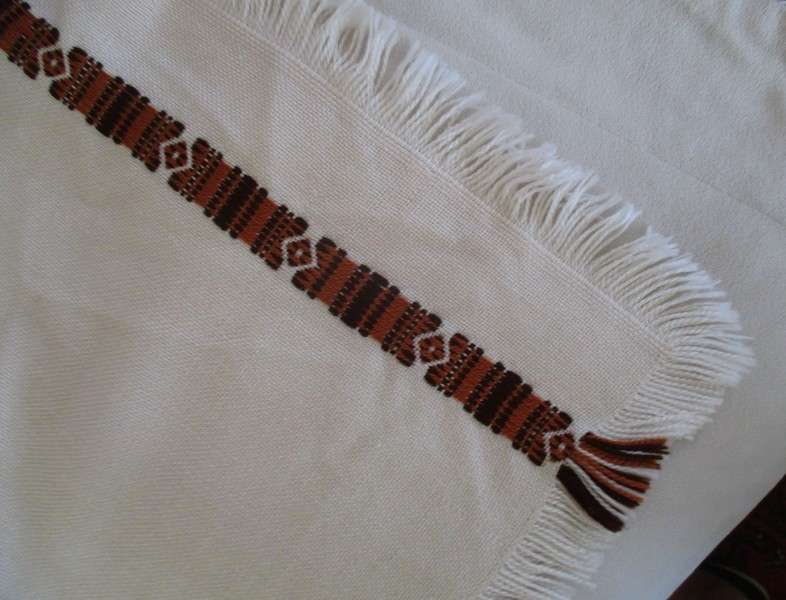 A large, quality throw with embroidered geometric design - in great condition