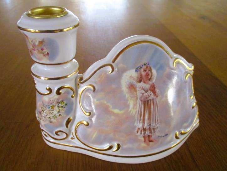 Limited edition porcelain Circle of Light Angel candlestick - Second issue - Hope - signed