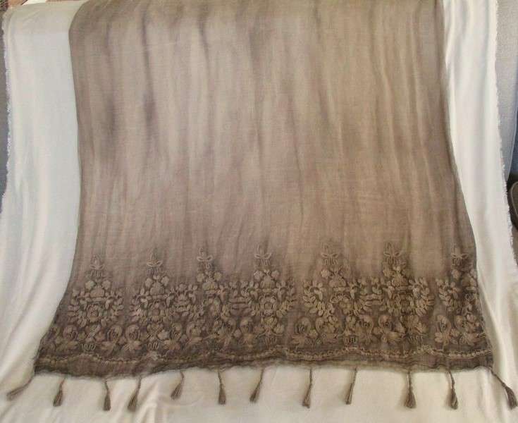 A beautiful two toned coffee embroidered reversable  Pashmina/Throw