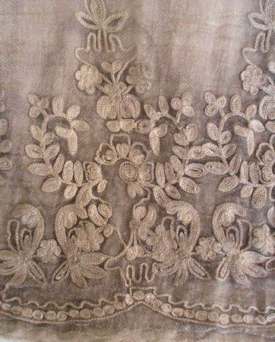 A beautiful two toned coffee embroidered reversable  Pashmina/Throw