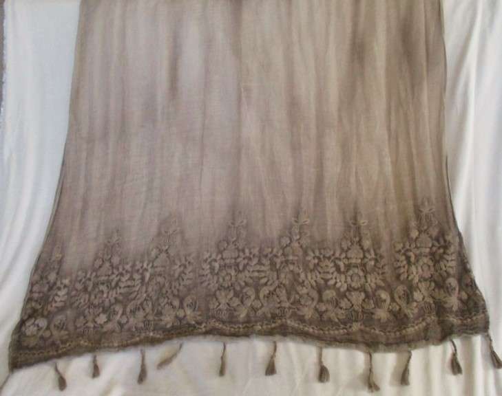 A beautiful two toned coffee embroidered reversable  Pashmina/Throw