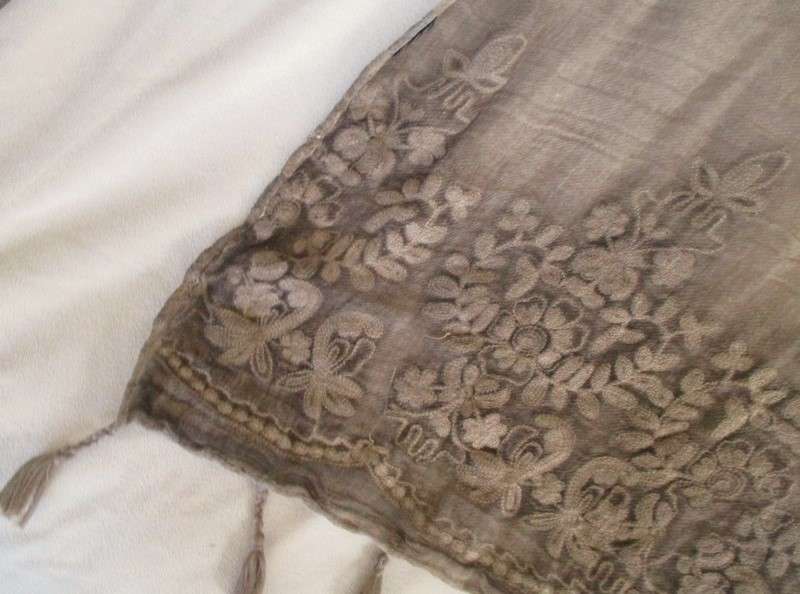 A beautiful two toned coffee embroidered reversable  Pashmina/Throw