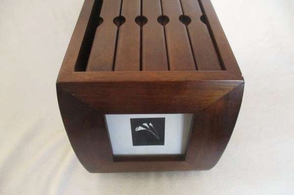 Quality rotating solid wood memento box for photos/postcards/cds/cards etc