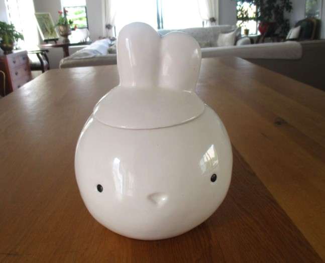 A large, cute Woolworths stoneware Miffy Bunny cookie jar