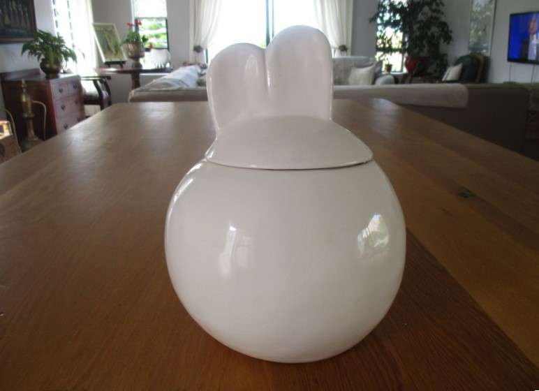 A large, cute Woolworths stoneware Miffy Bunny cookie jar