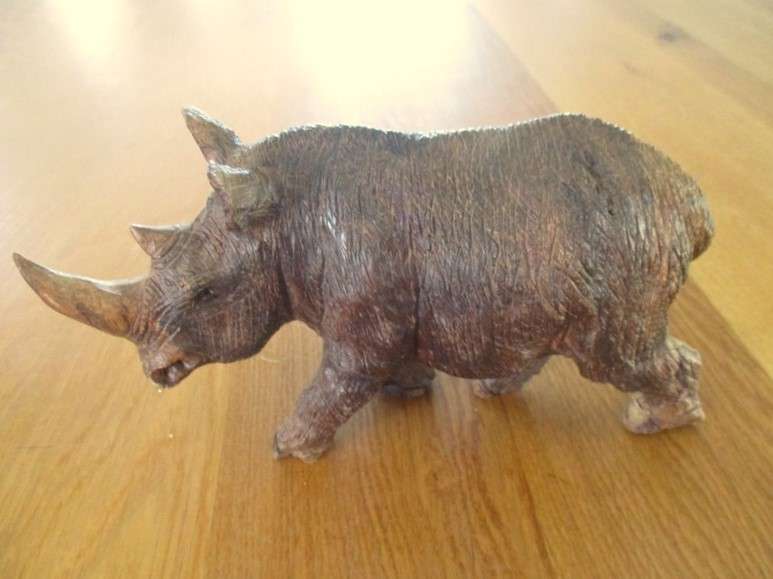Very detailed hand carved wooden Rhino