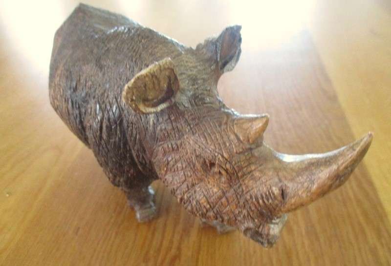 Very detailed hand carved wooden Rhino