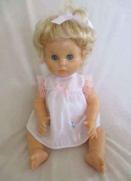 Beautiful Vintage 44cm tall First Love drink and wet doll in original dress