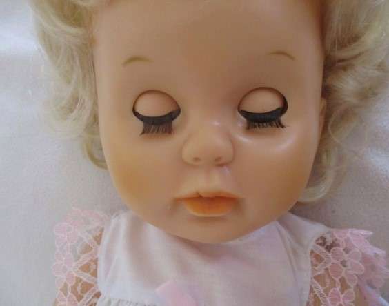 Beautiful Vintage 44cm tall First Love drink and wet doll in original dress