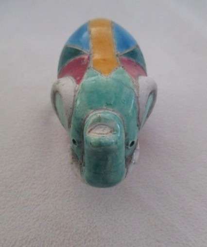 A small Raku elephant -signed by artist - great condition
