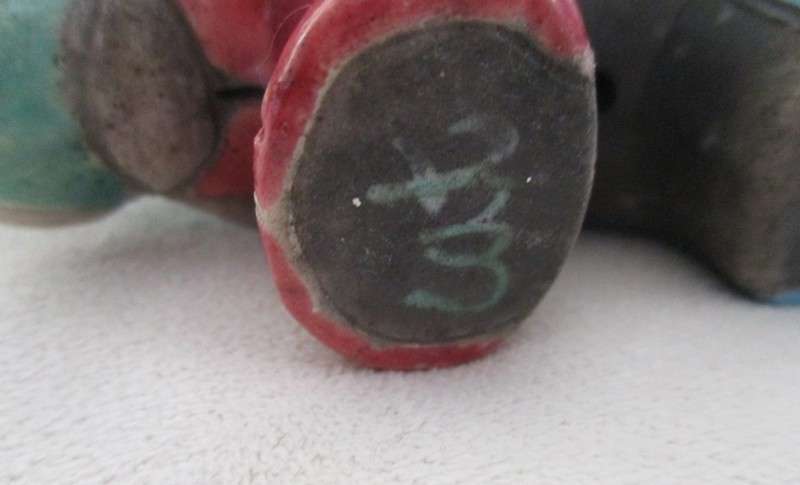 A small Raku elephant -signed by artist - great condition