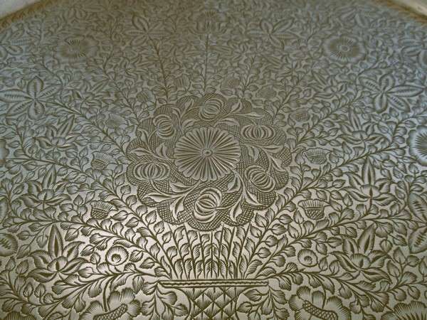 A very large, vintage intricately engraved brass tray from India - wonderful condition