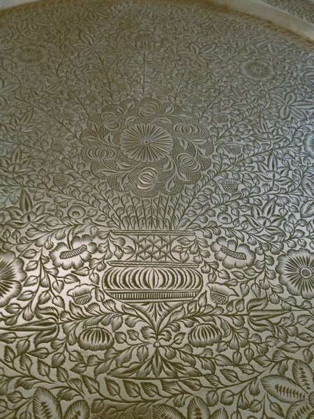 A very large, vintage intricately engraved brass tray from India - wonderful condition