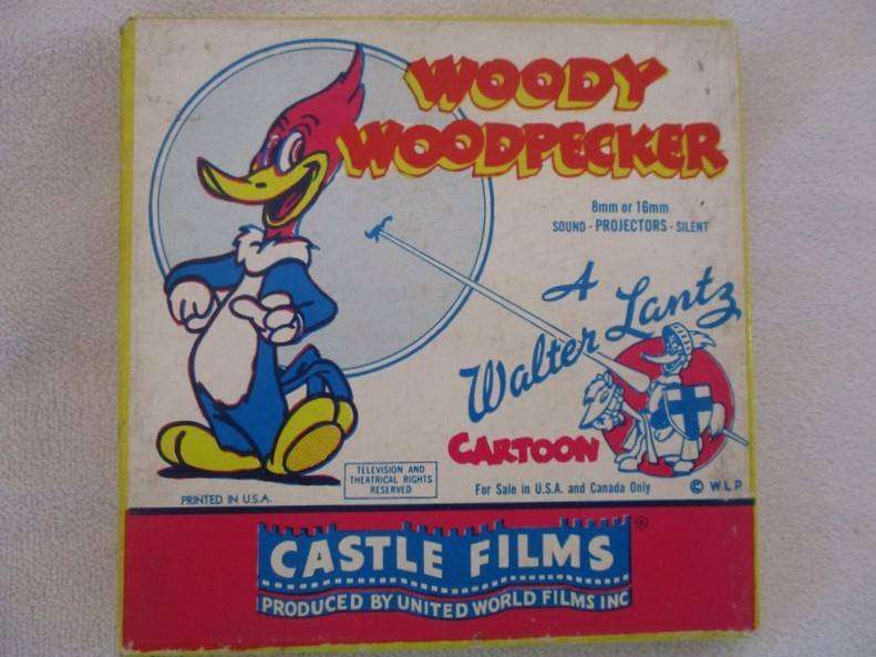 Two vintage Cartoon 8mm film reels in original boxes - Bugs Bunny and Woody Woodpecker