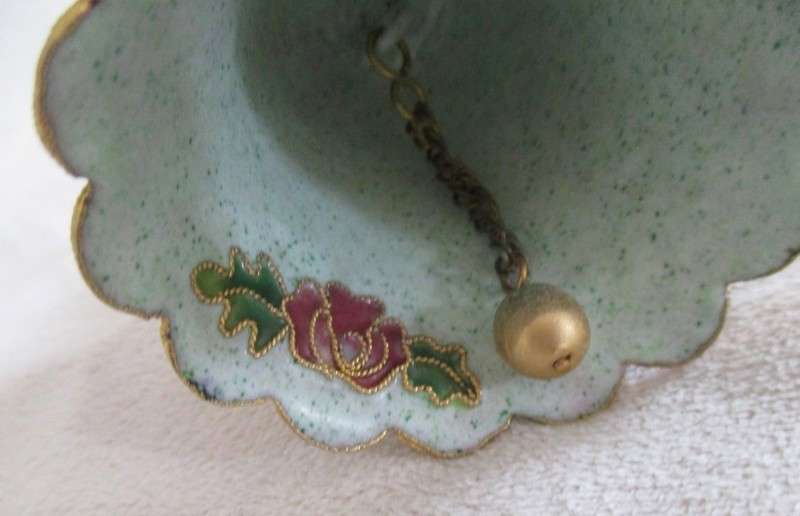 Beautiful cloisonne style bell on stand - very decorative