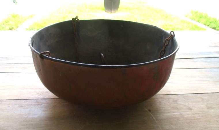 Absolutely HUGE shabby chic hanging multi-plant copper container for garden or patio