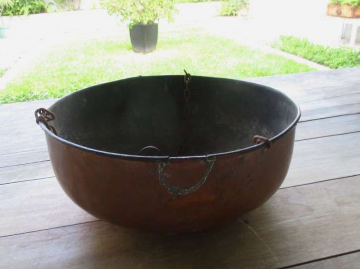 Absolutely HUGE shabby chic hanging multi-plant copper container for garden or patio