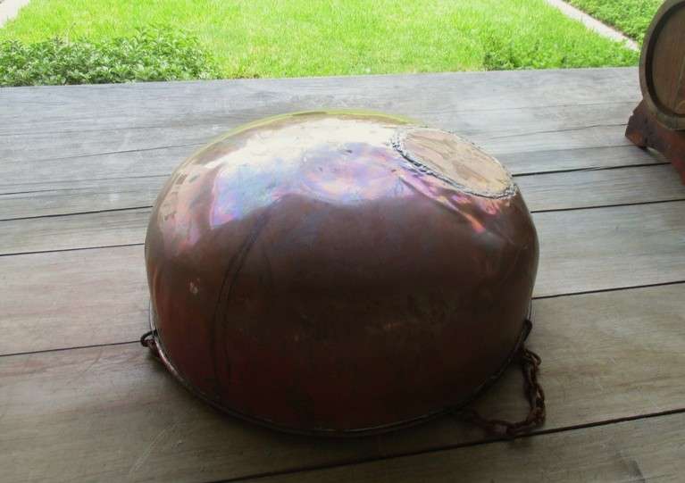 Absolutely HUGE shabby chic hanging multi-plant copper container for garden or patio