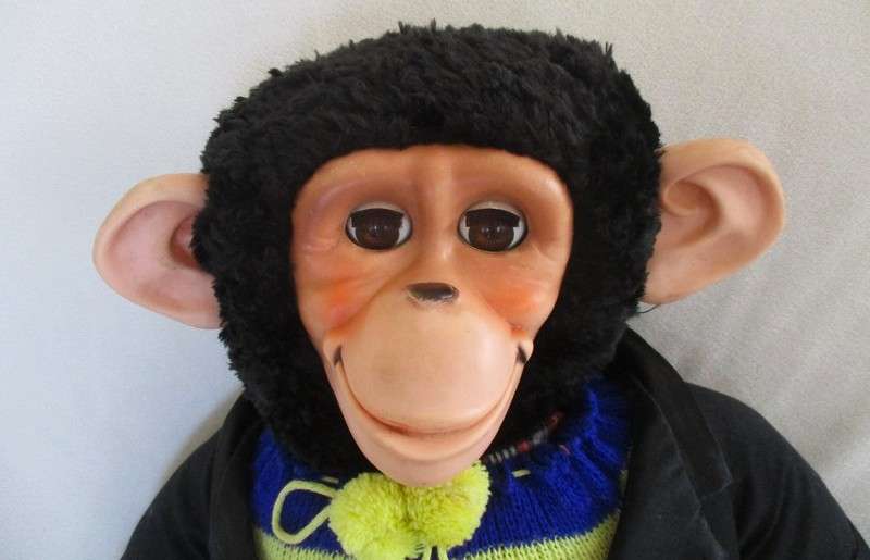 Aww .... Granny's toy monkey - very large vintage monkey with big ears and open/close eyes