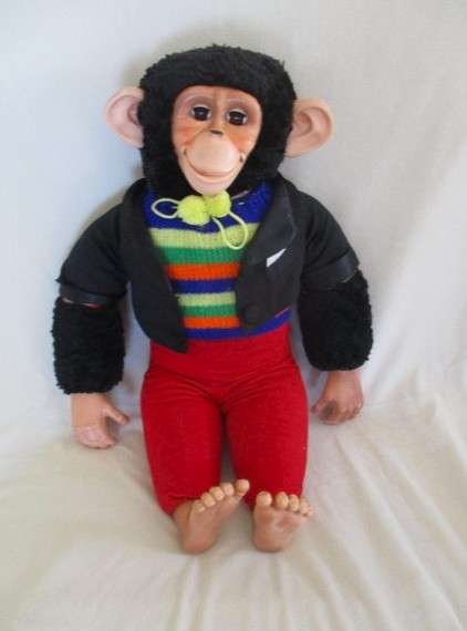 Aww .... Granny's toy monkey - very large vintage monkey with big ears and open/close eyes