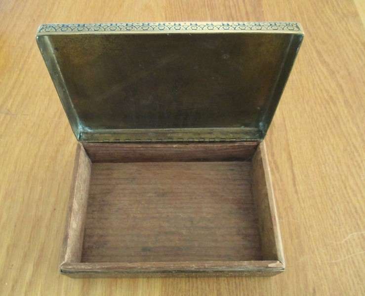 2. - A vintage/antique beautifully engraved solid brass cigar/keepsake box - wood lined