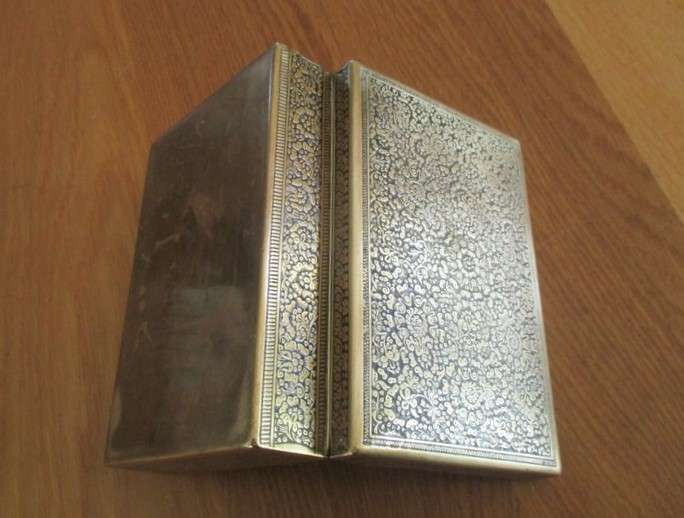 2. - A vintage/antique beautifully engraved solid brass cigar/keepsake box - wood lined