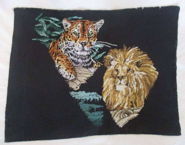 Lovely cloth with fine tapestry of lion and leopard