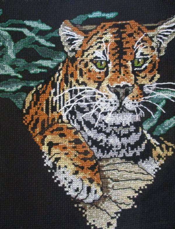 Lovely cloth with fine tapestry of lion and leopard