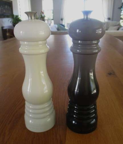 A set of genuine Le Creuset salt and pepper mills in excellent condition