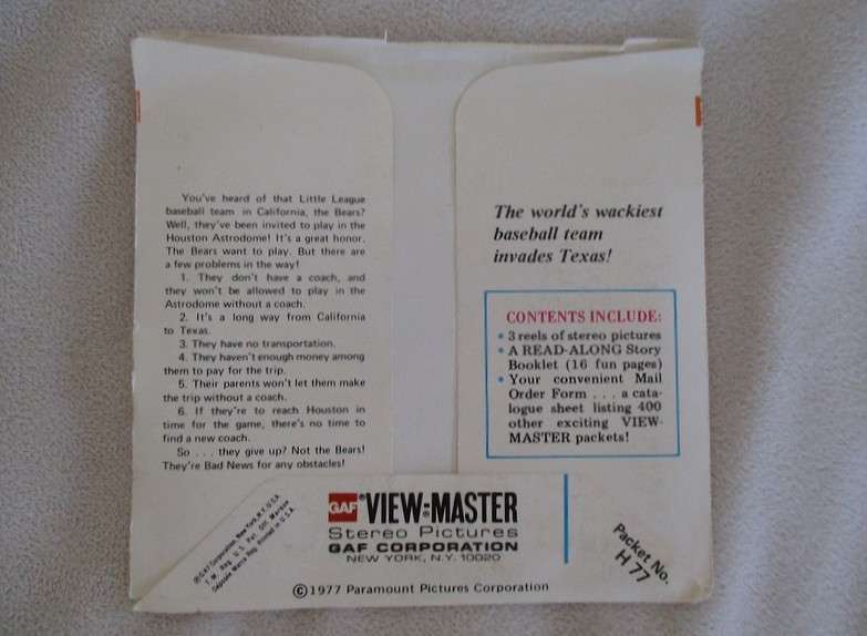 Three vintage 1977 View-Master reels plus read-along story booklet - The Bad News Bears