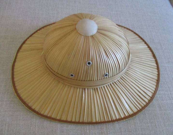Rare high value hand woven French Ladies (vintage 1950's) straw pith helmet safari hat