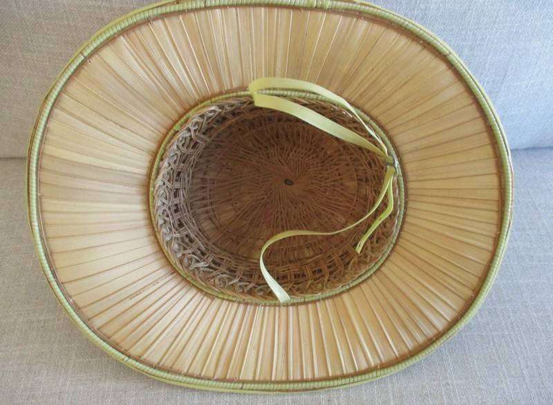 Rare high value hand woven French Ladies (vintage 1950's) straw pith helmet safari hat