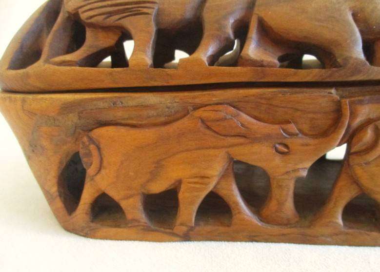 Vintage African Bread Box - intricately hand carved out of a single piece of wood