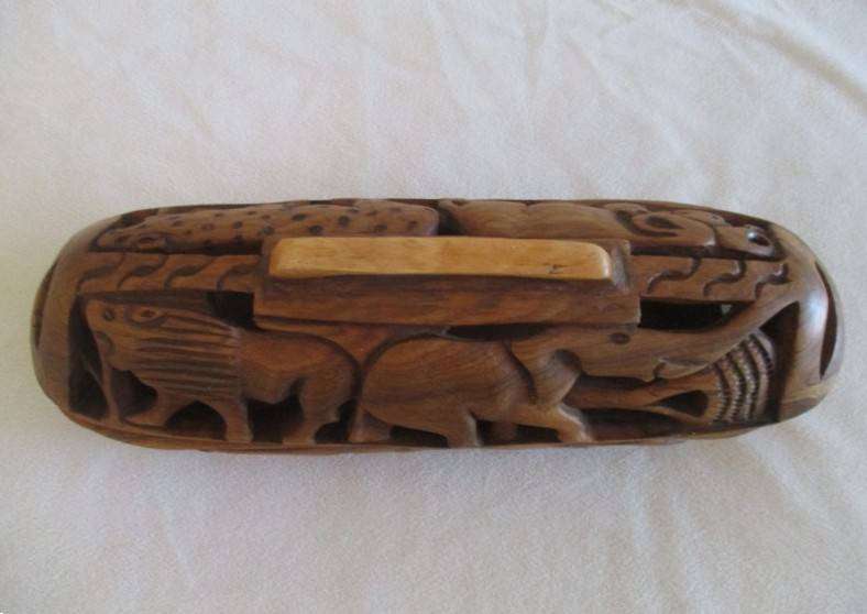 Vintage African Bread Box - intricately hand carved out of a single piece of wood