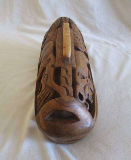 Vintage African Bread Box - intricately hand carved out of a single piece of wood