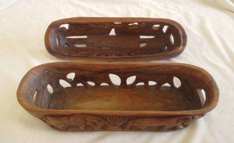 Vintage African Bread Box - intricately hand carved out of a single piece of wood