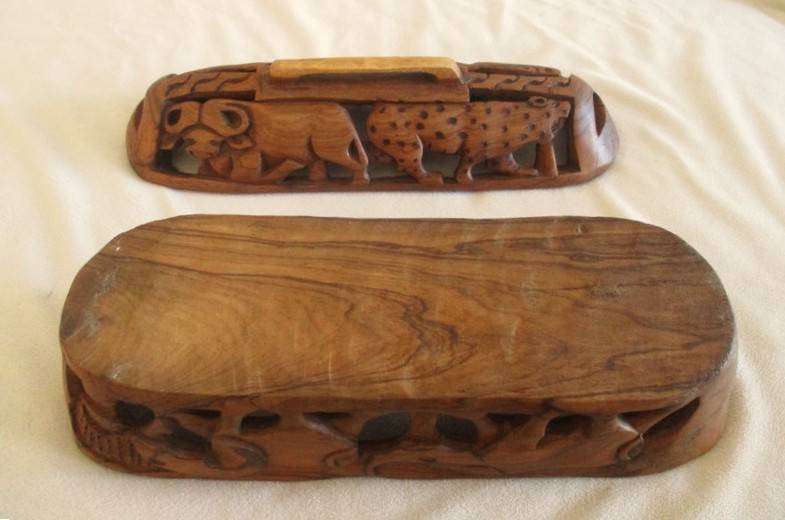 Vintage African Bread Box - intricately hand carved out of a single piece of wood