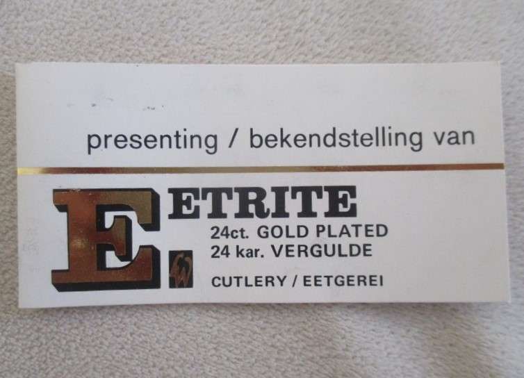 Eetrite 24ct gold plated cake forks in box PLUS 6 rare butter knives - introductory set 1970's