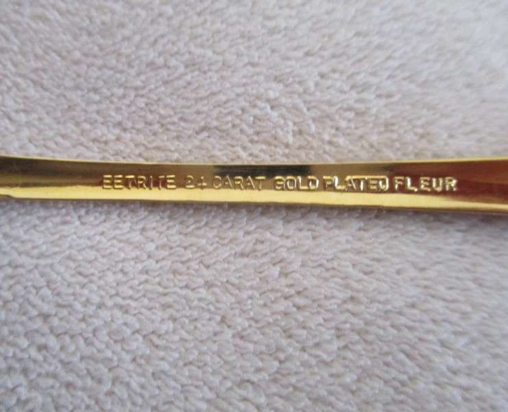 Eetrite 24ct gold plated cake forks in box PLUS 6 rare butter knives - introductory set 1970's