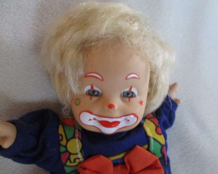 Cute small vintage Gi-Go Bean Bag clown doll - made in Hong Kong