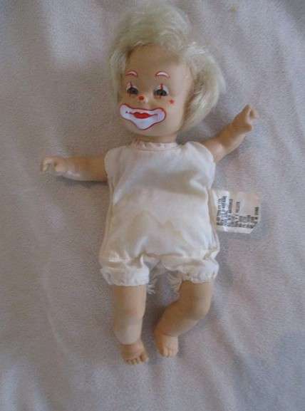 Cute small vintage Gi-Go Bean Bag clown doll - made in Hong Kong