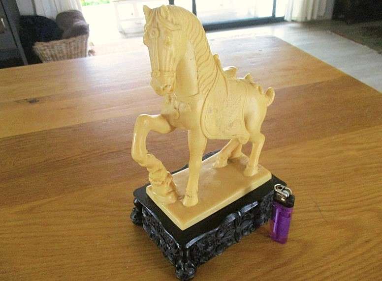 Rare!! Large vintage carved poly resin Chinese statue of Tang horse