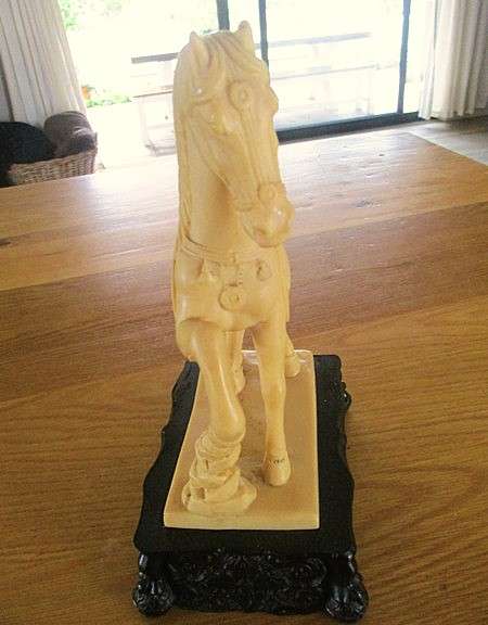Rare!! Large vintage carved poly resin Chinese statue of Tang horse