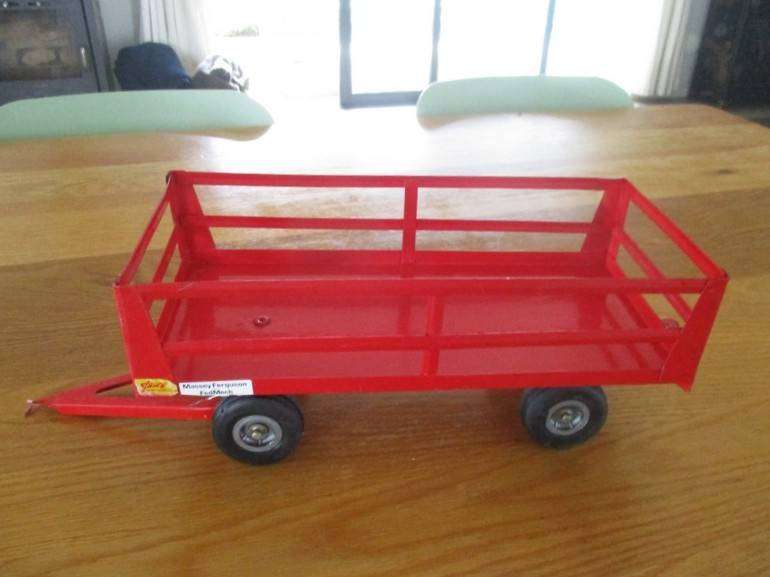 Large vintage four wheeled Strike Massey Ferguson farm trailer