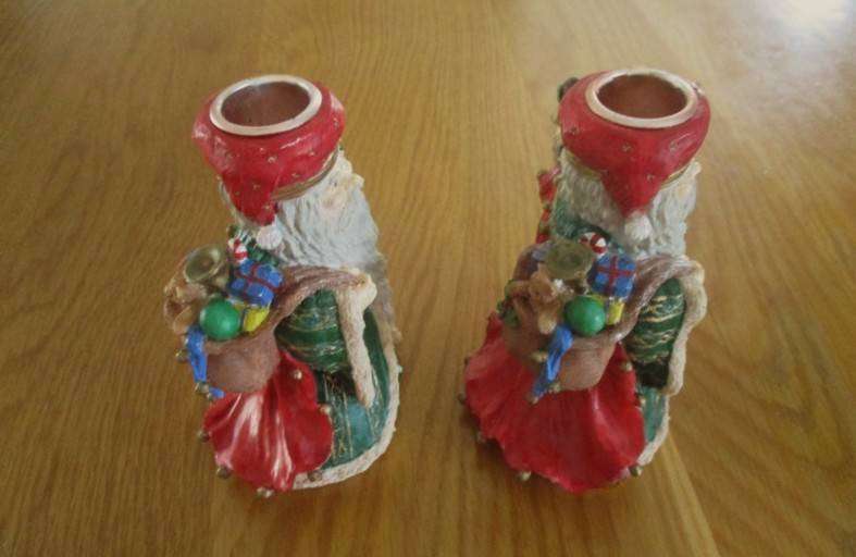 Christmas is coming!  Two Santa candlesticks plus Nativity scene